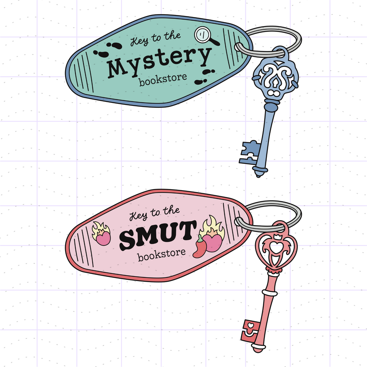 Bookish Bookstore Motel Keys Bundle SVG PNG Files