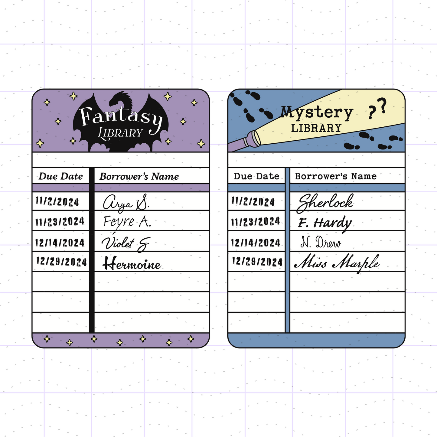 Library Due Card Bundle SVG PNG Files