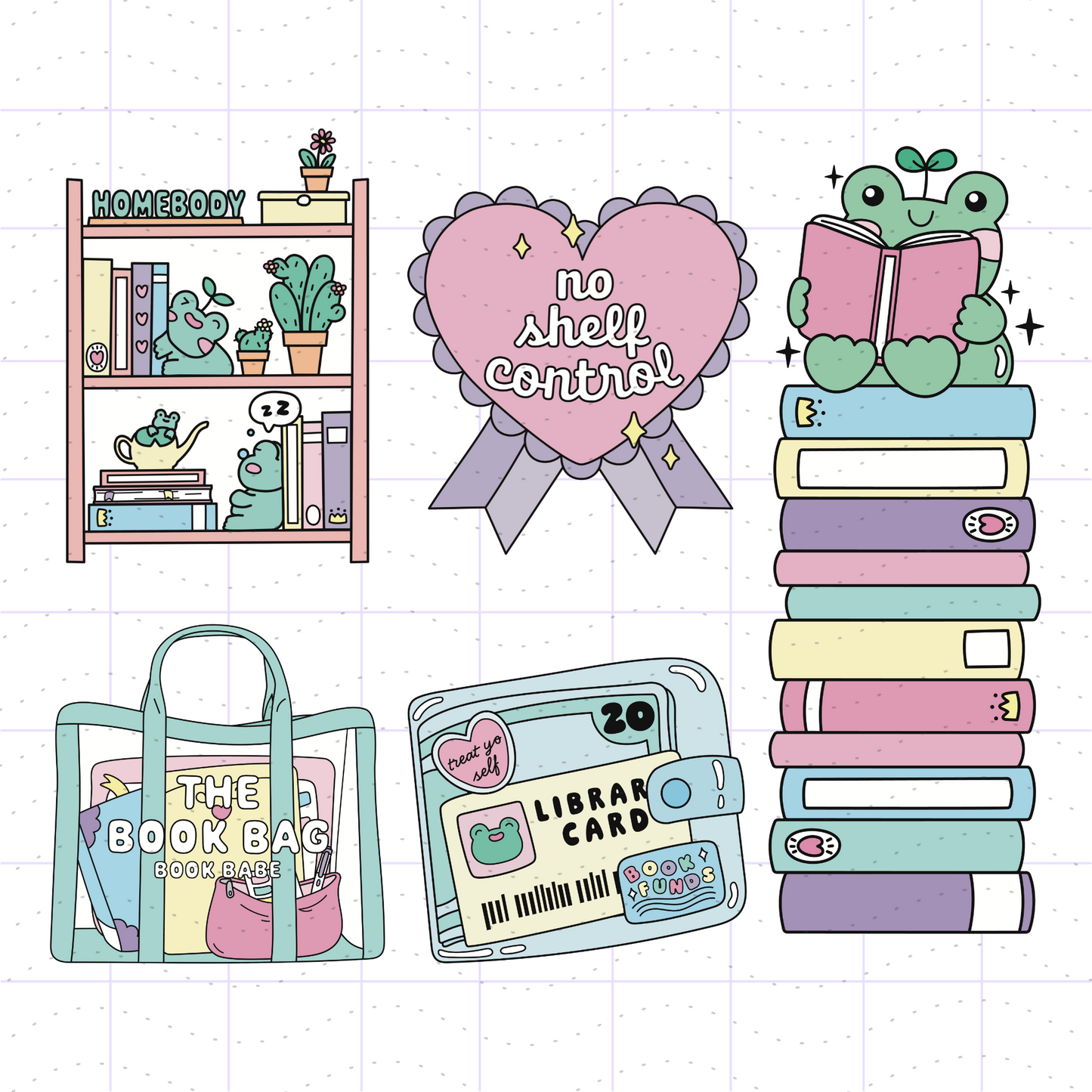 Bookish Frog Bundle SVG PNG Files