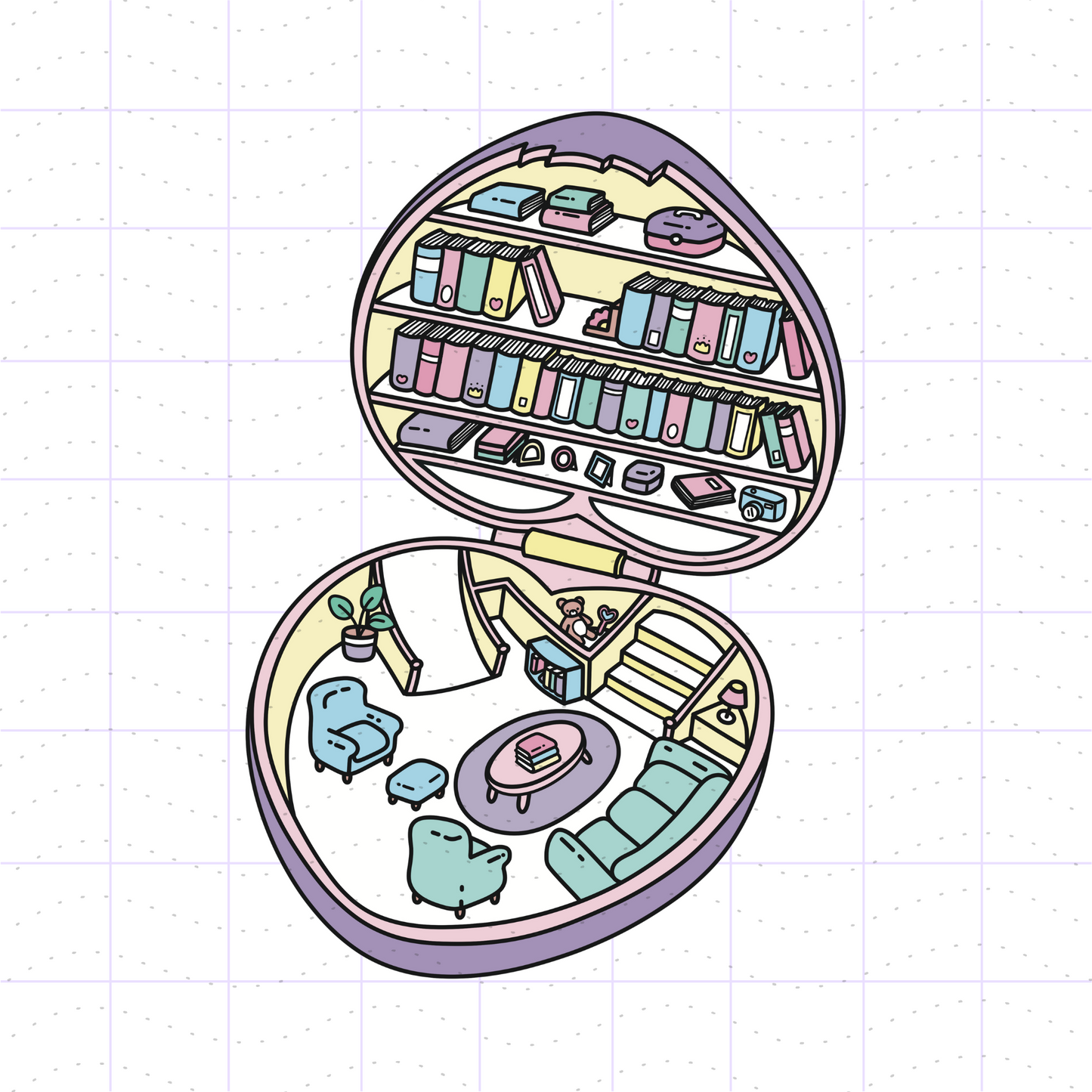 Retro Bookish Pocket Library SVG PNG Files