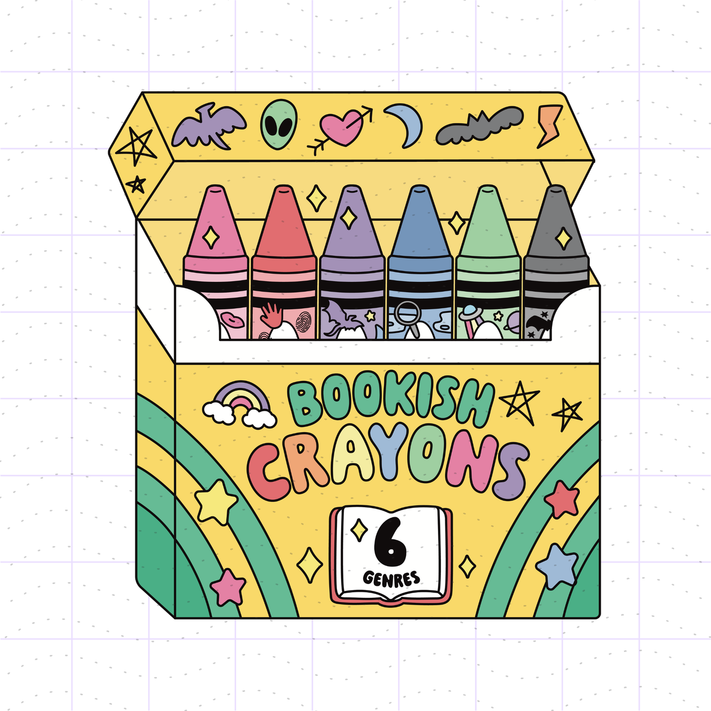 Bookish Box of Crayons PNG File