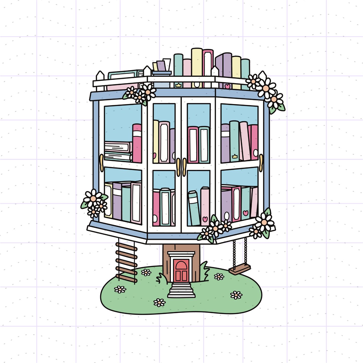 Little Victorian Tree House Library PNG File
