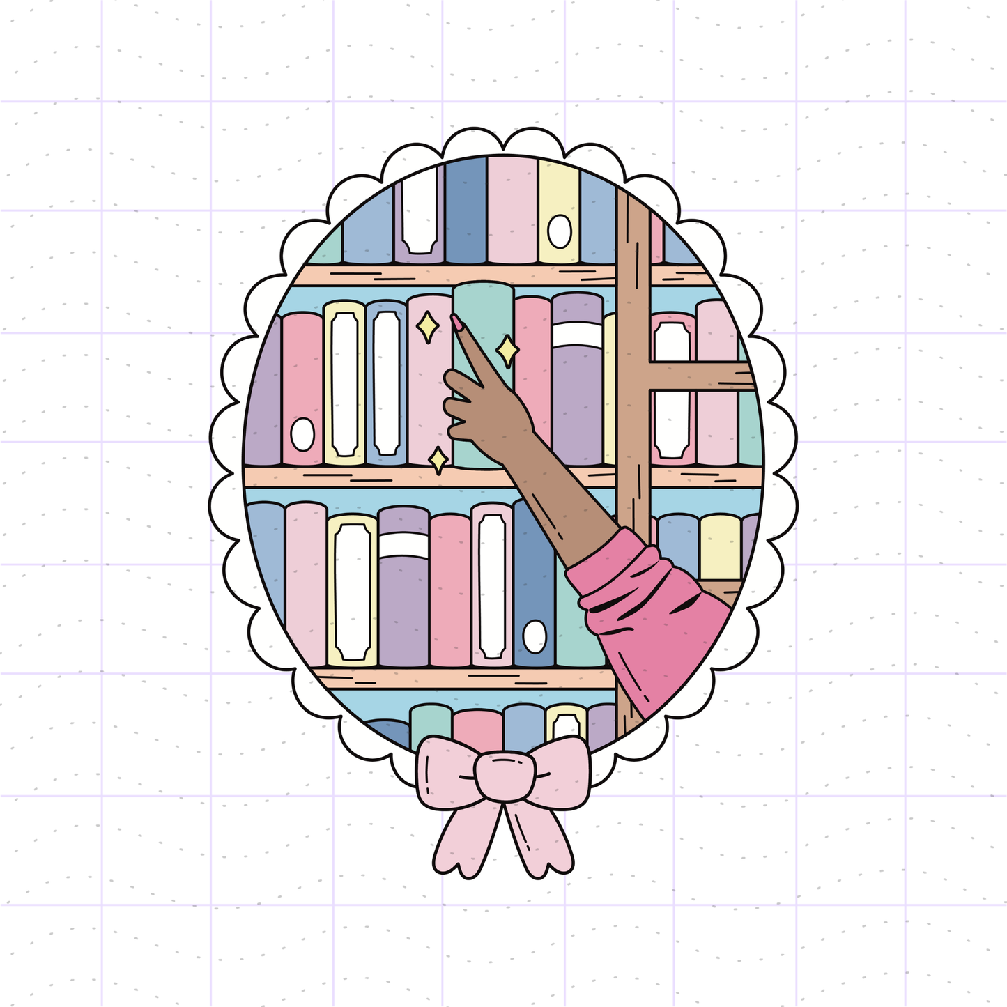 Cozy Pastel Academia Bookshelf PNG Files