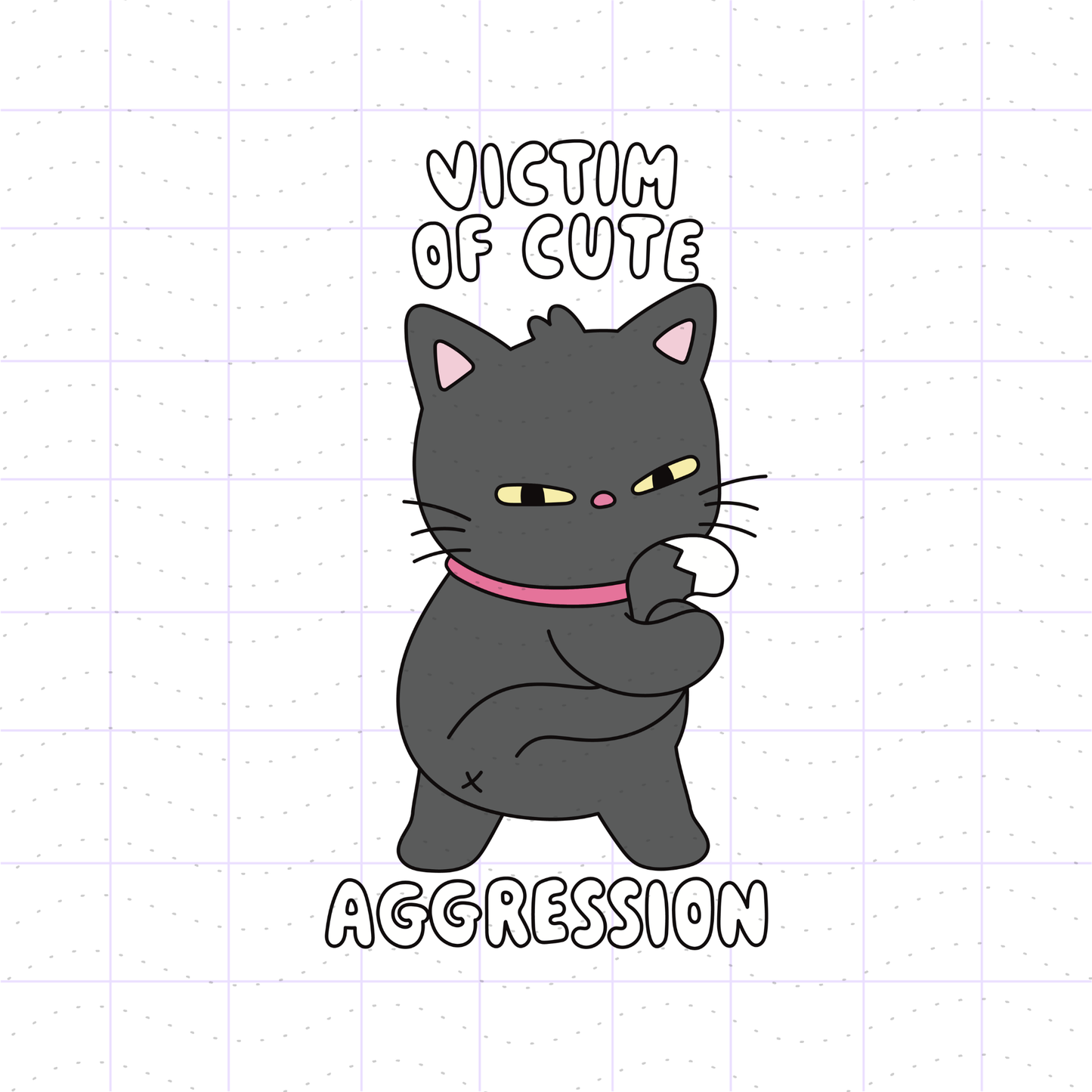 Victim of Cute Aggression Black Cat PNG File