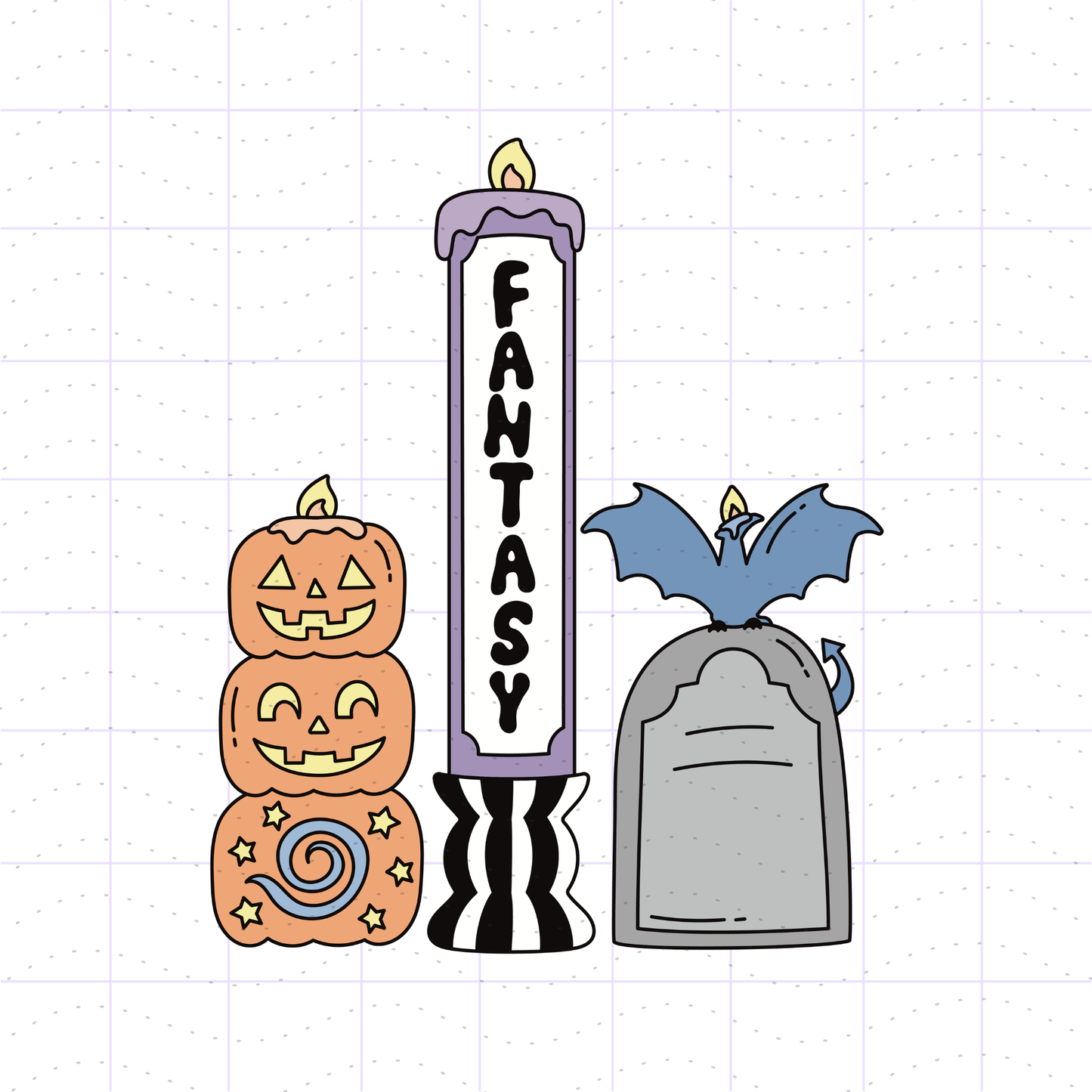 Halloween Fantasy Reader Bookish Candles PNG File