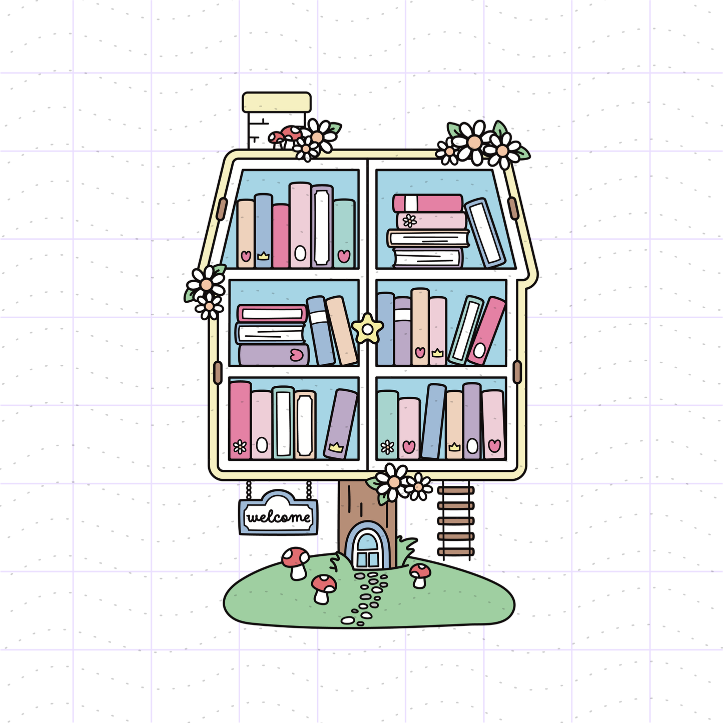 Little Tree House Library PNG File
