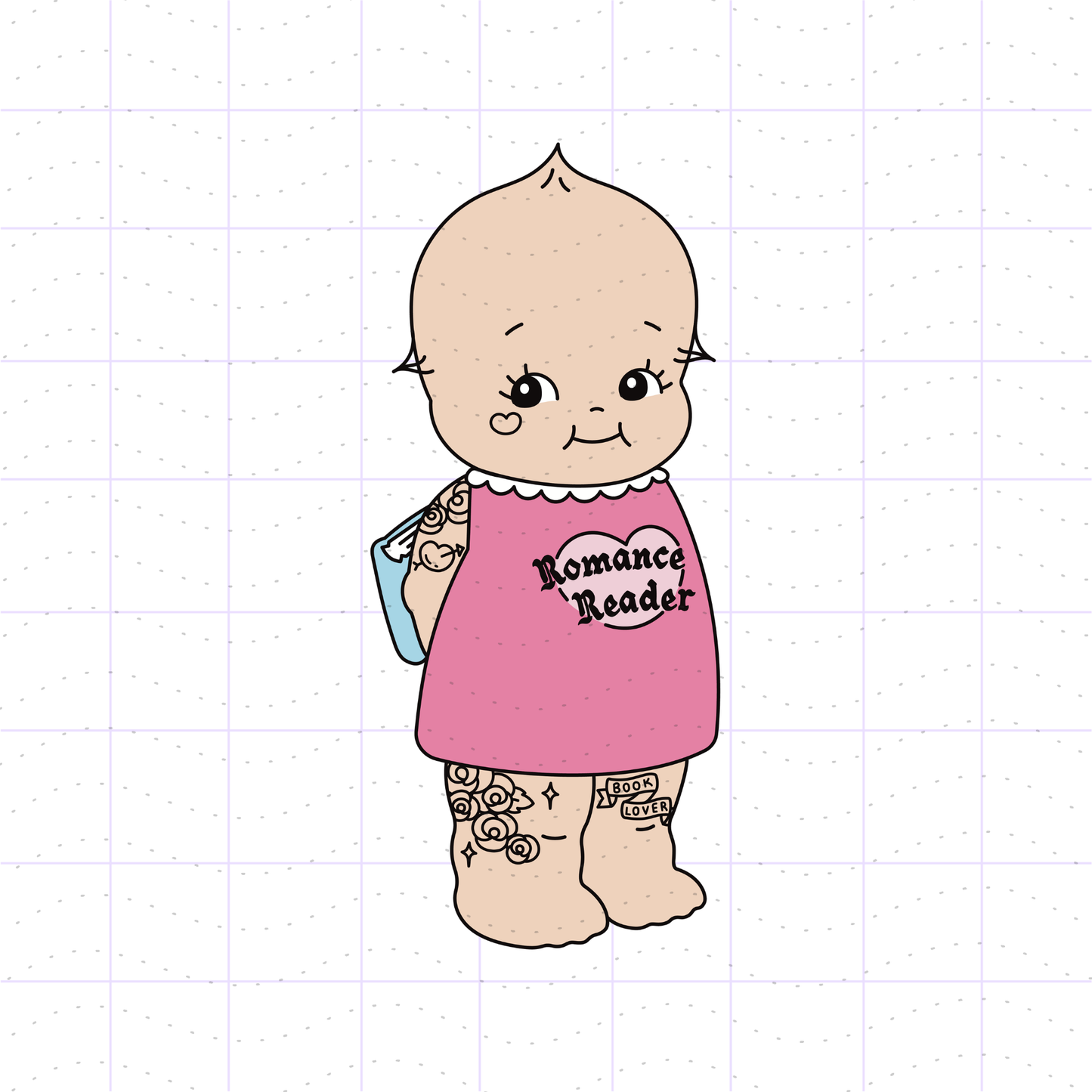 Romance Reader Tattooed Kewpie PNG File