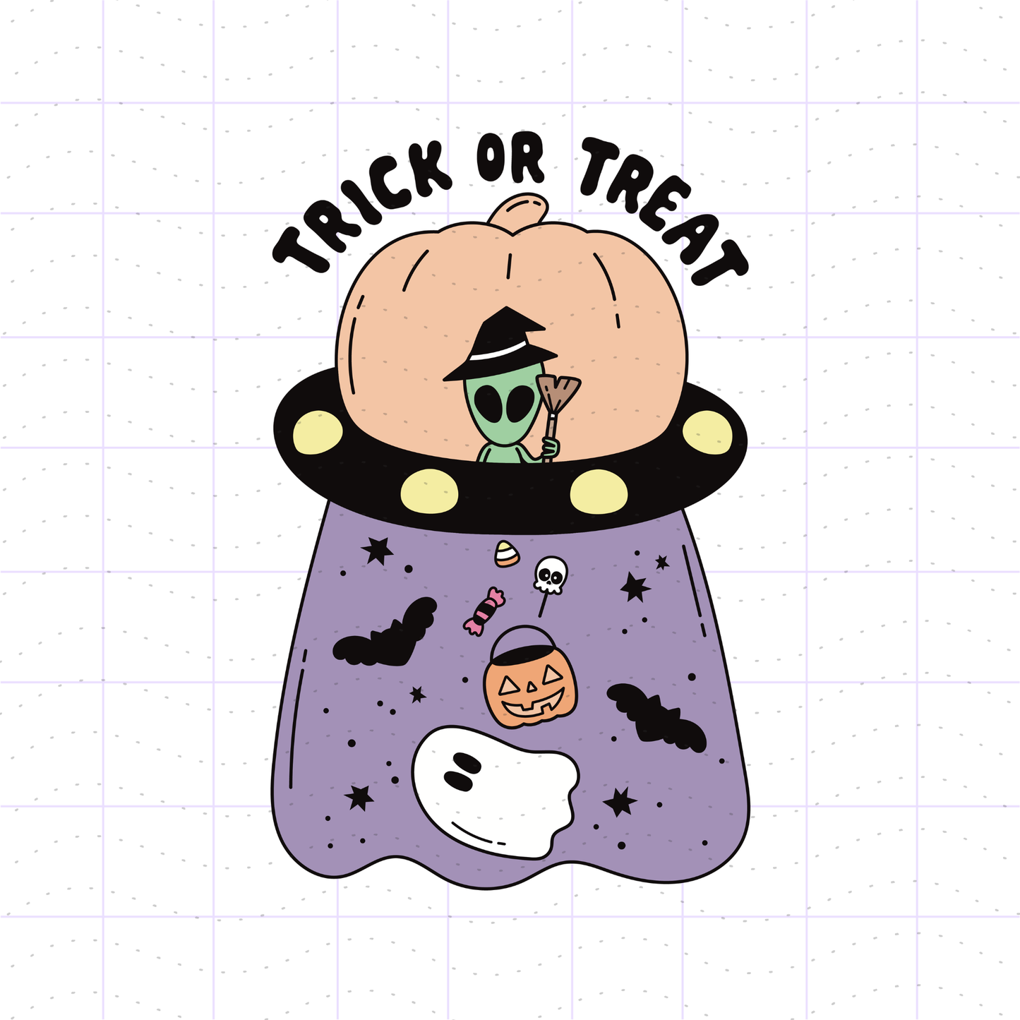 Trick or Treat Alien Abduction PNG File