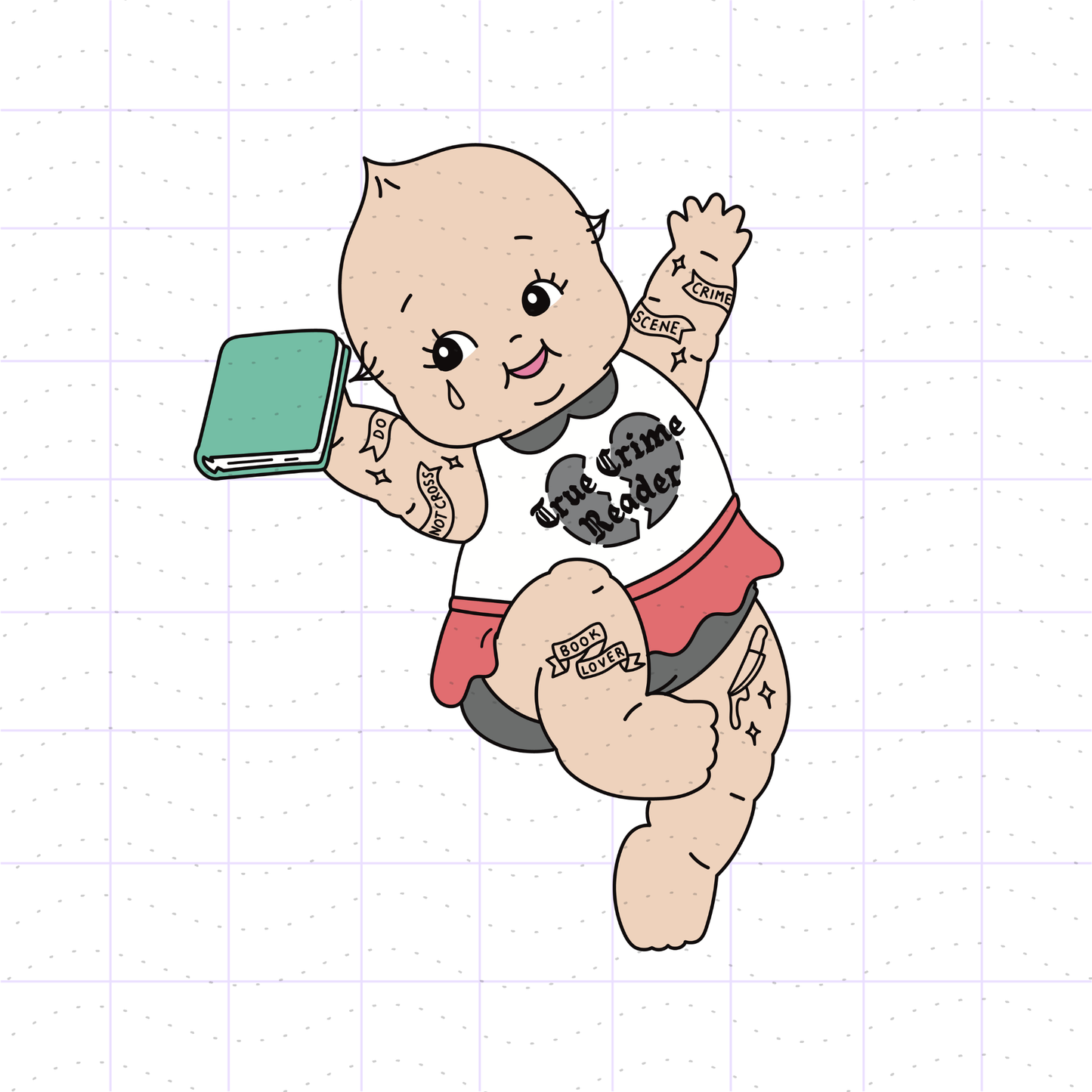 True Crime Reader Tattooed Kewpie PNG File