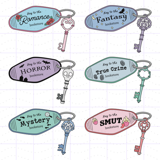 Bookish Bookstore Motel Keys Bundle SVG PNG Files