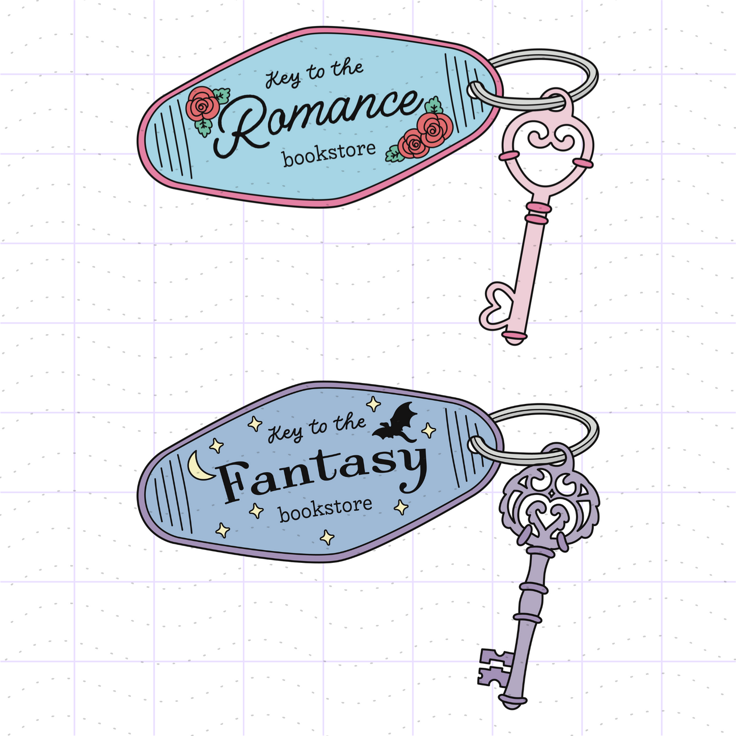 Bookish Bookstore Motel Keys Bundle SVG PNG Files