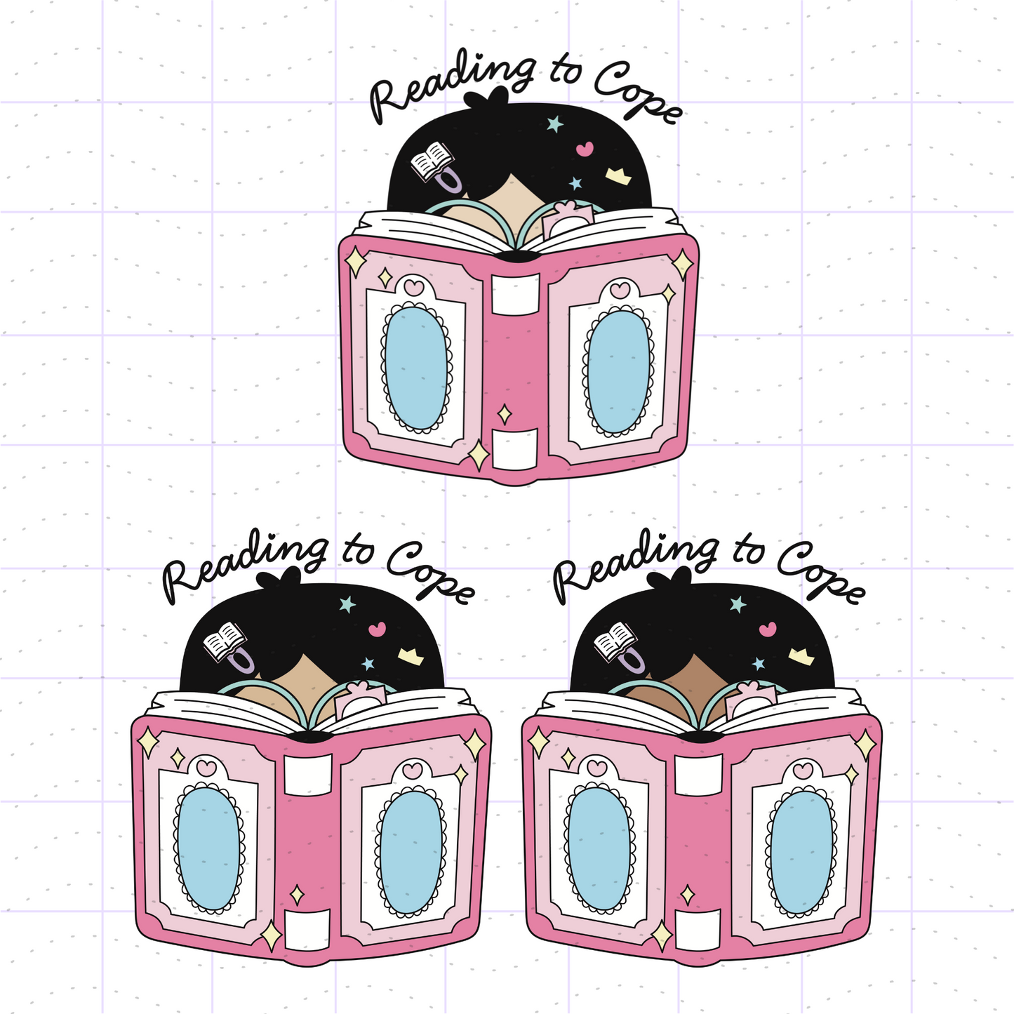 Kawaii Reading to Cope PNG SVG Files
