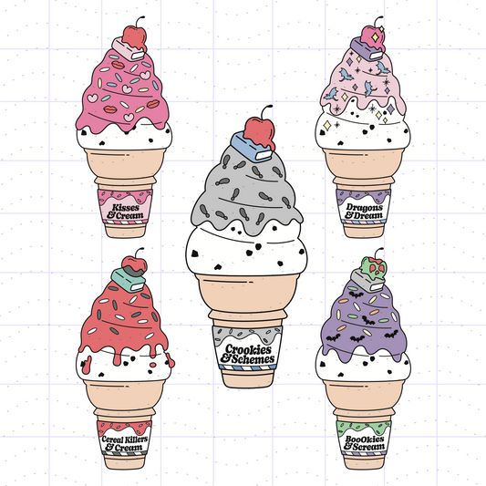 Bookish Summer Ice Cream Bundle PNG SVG Files