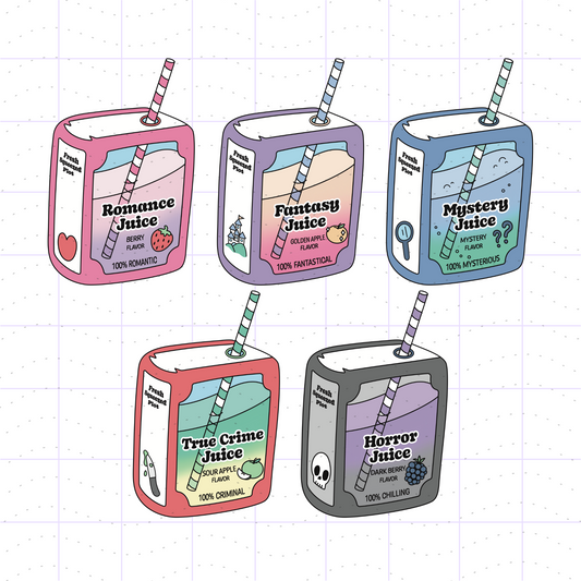 Bookish Book Genre Juice Box Bundle PNG Files