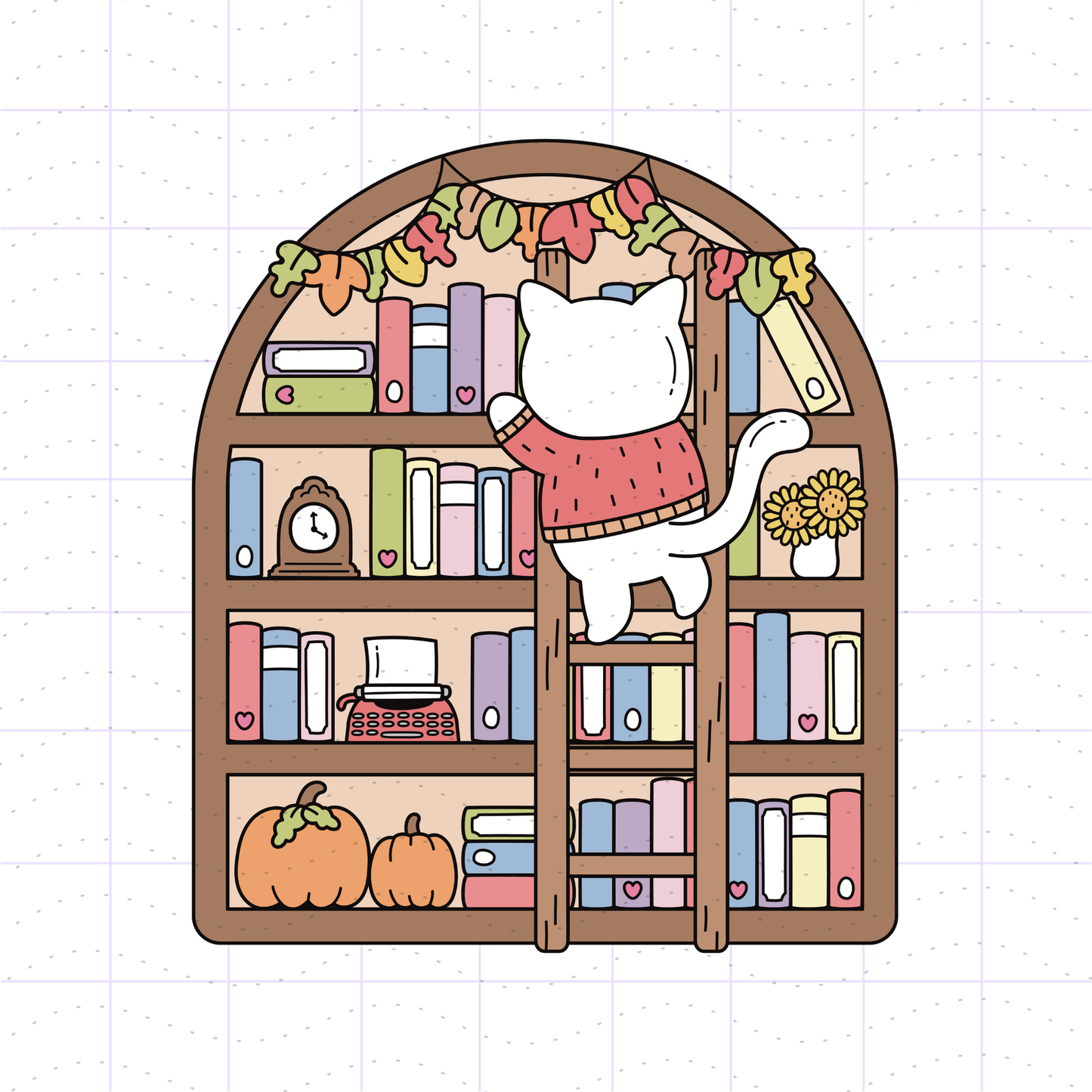 Autumn Bookish Cat Bundle PNG Files