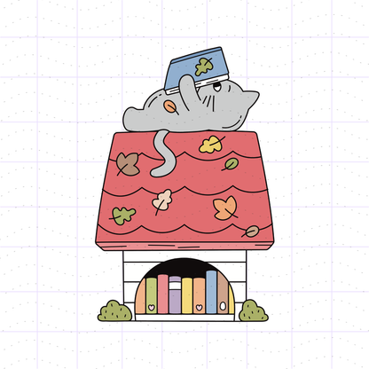 Autumn Bookish Cat Bundle PNG Files