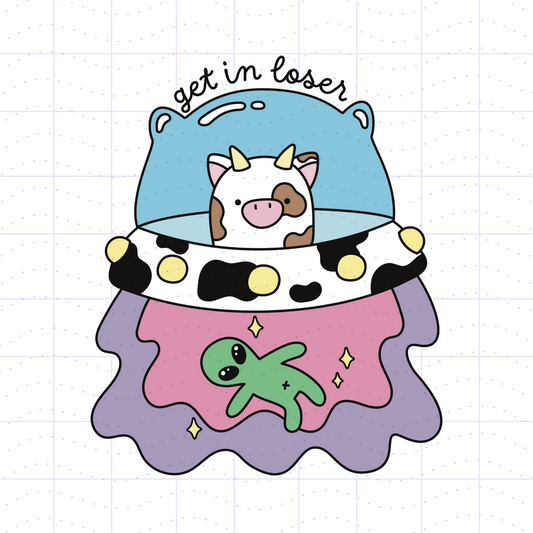 Get In Loser SVG PNG, Alien Cow Abduction SVG PNG Files