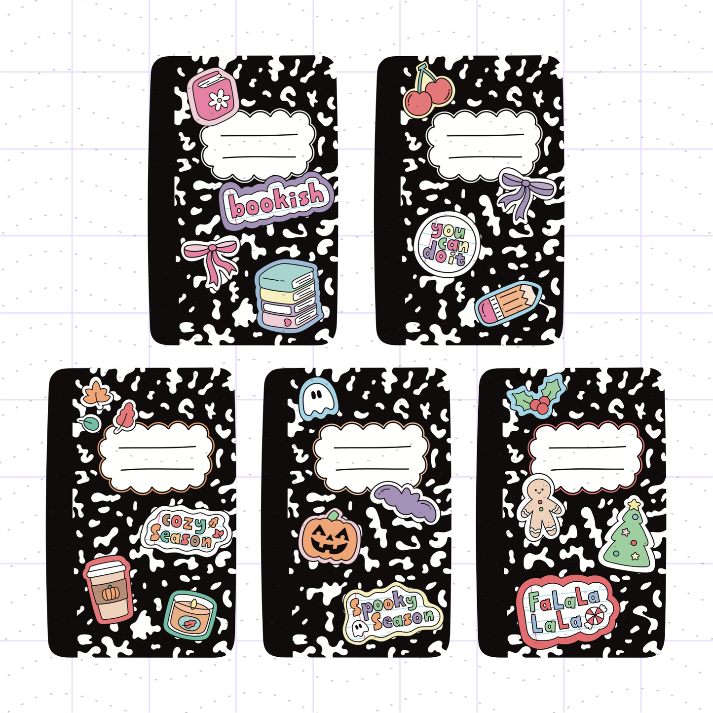 Aesthetic Composition Notebook Bundle PNG Files