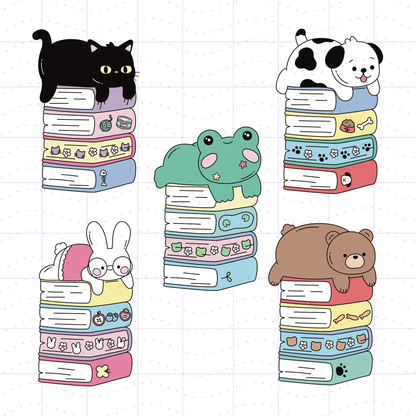 Animal Friends TBR Book Stack PNG Bundle
