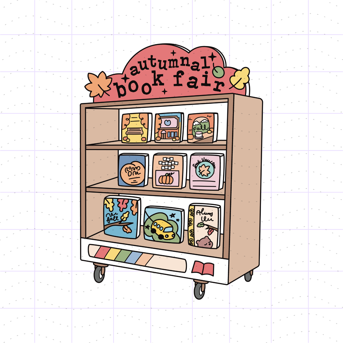 Fall/Autumn Book Fair Cart PNG File