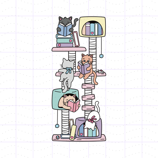 Bookish Cat Tree PNG File