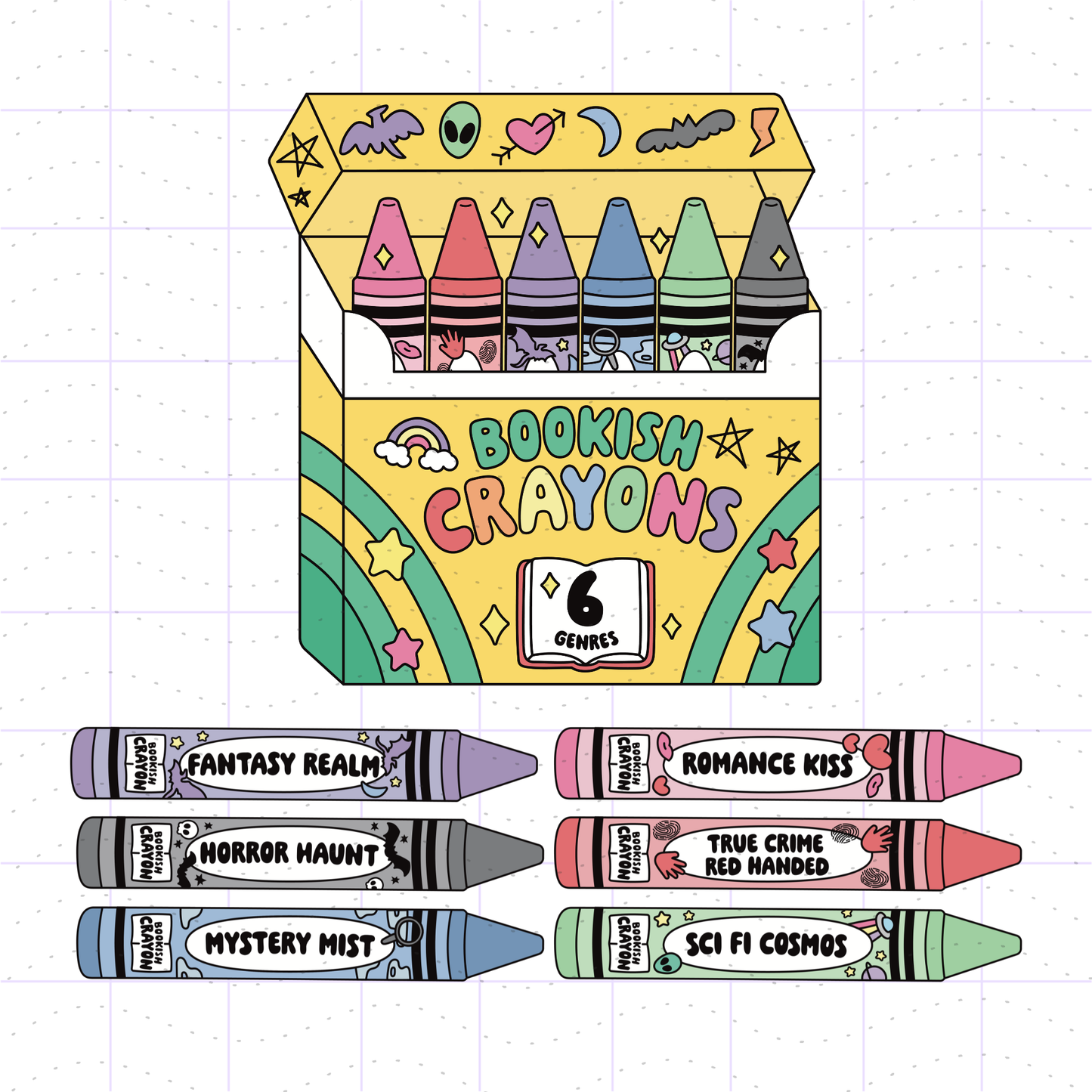 Bookish Crayon Bundle PNG Files