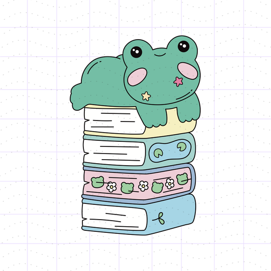 Book Stack Frog PNG File