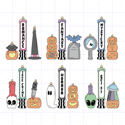 Halloween Bookish Candle Bundle PNG Files