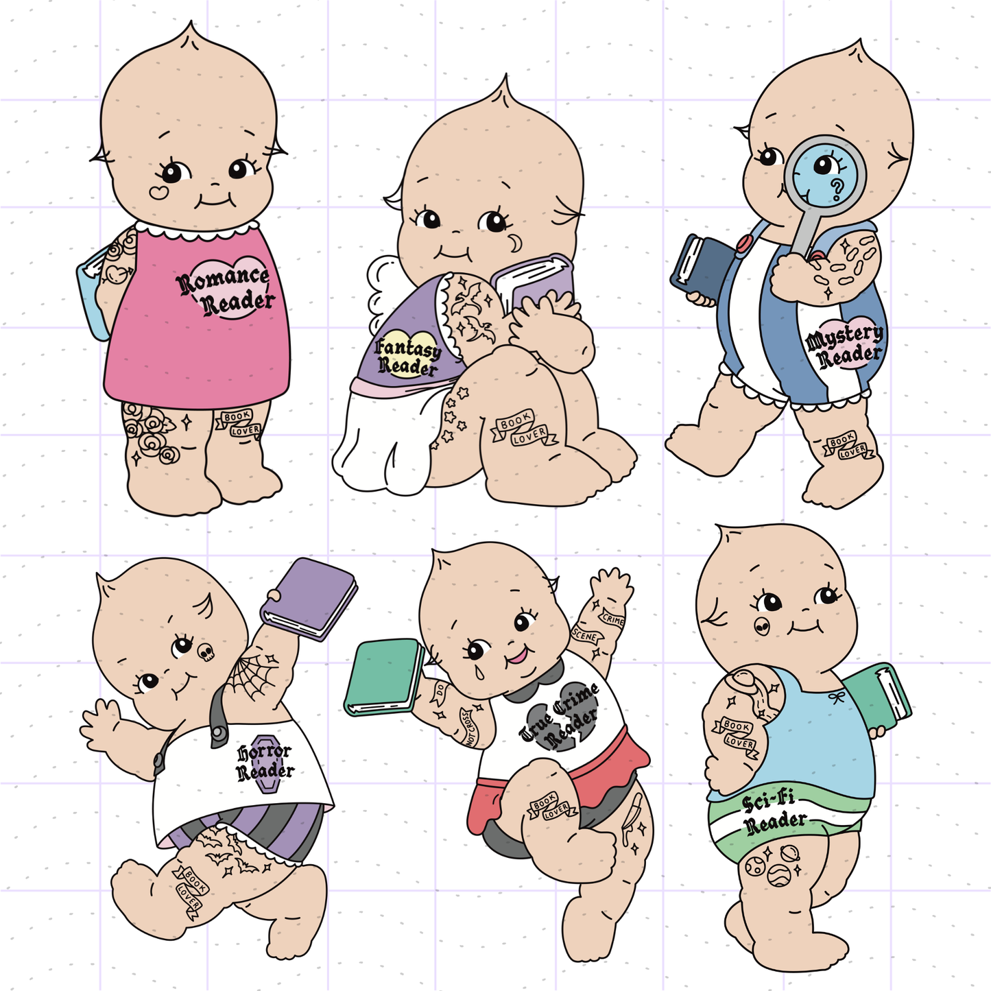 Bookish Tattoo Kewpie Bundle PNG Files