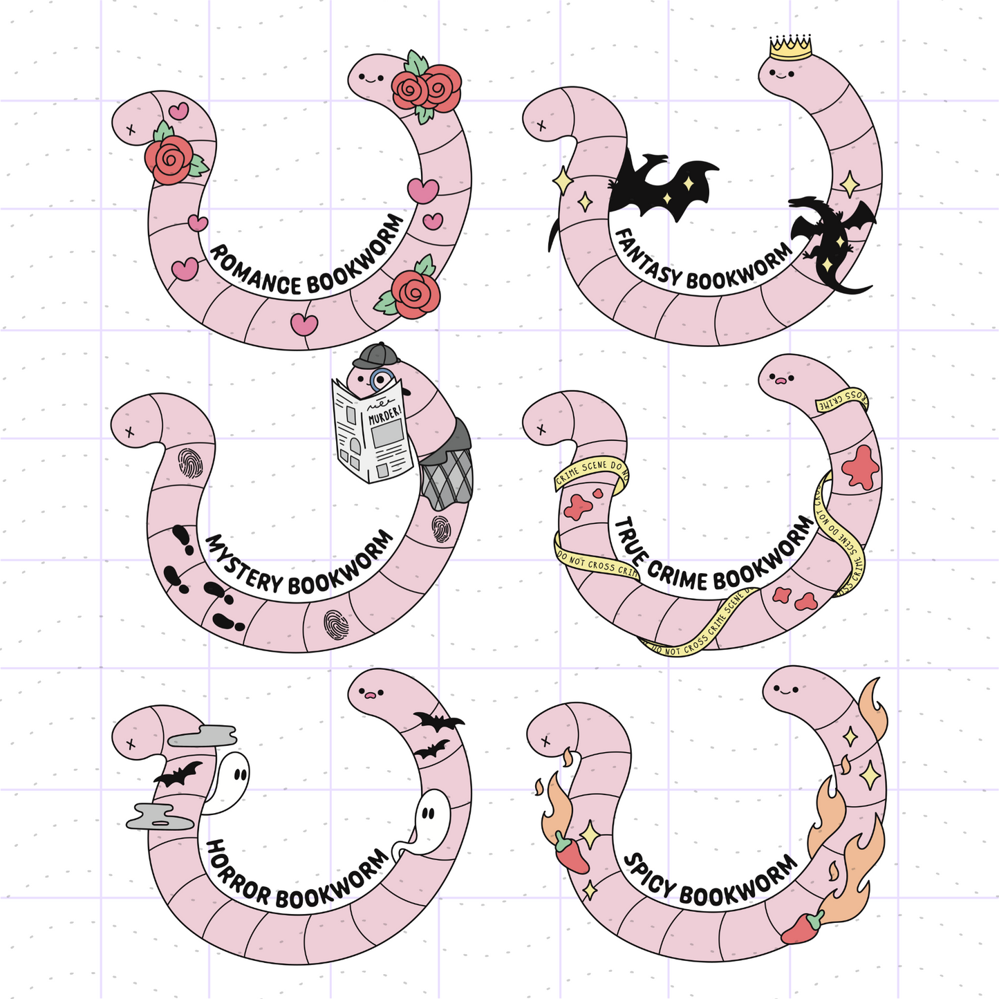 Book Genre Bookworm Bundle PNG Files