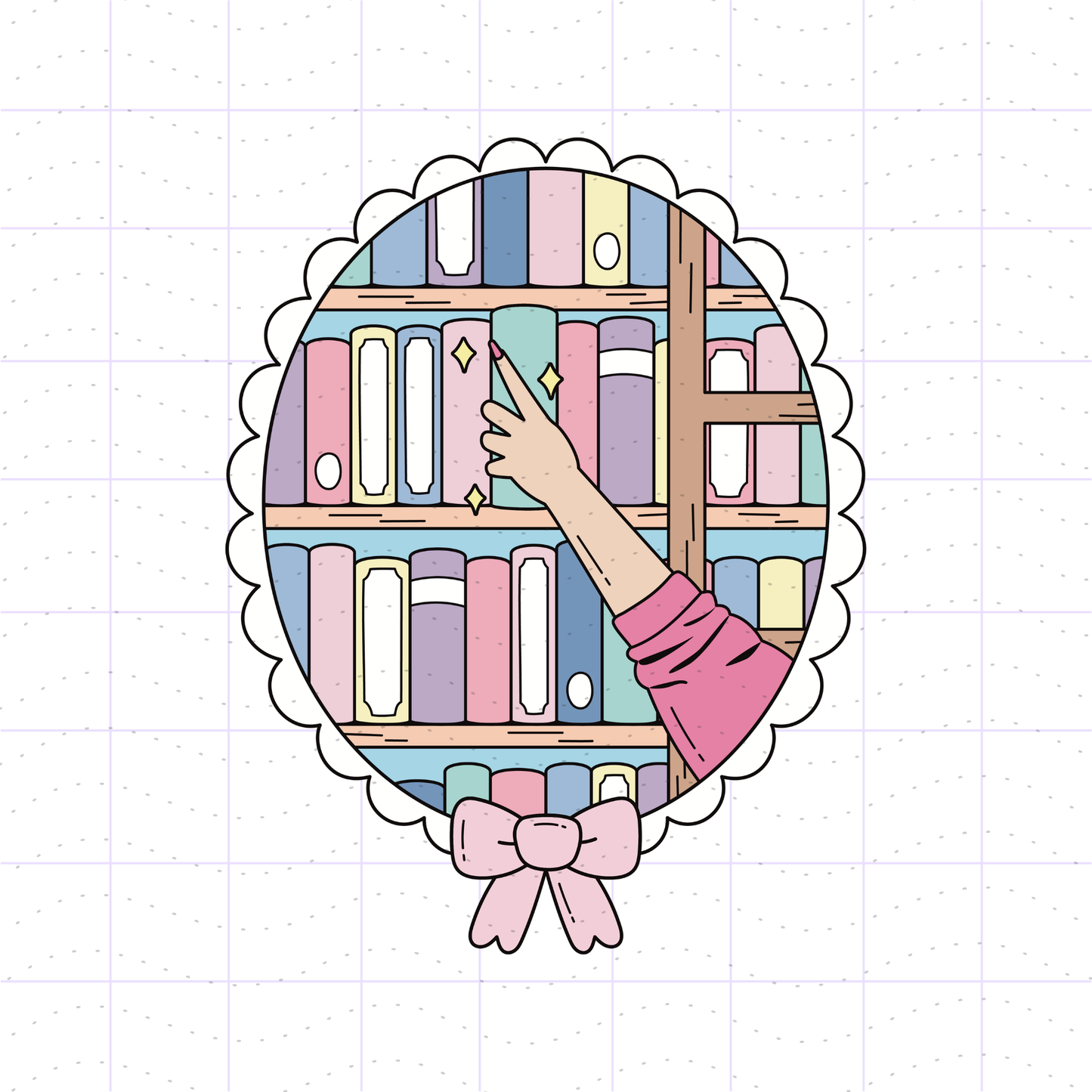 Cozy Academia Girly Bookshelf PNG Bundle Files