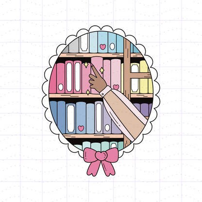 Cozy Color Coded Academia Coquette Bookshelf PNG Files