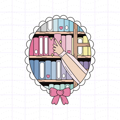 Cozy Academia Girly Bookshelf PNG Bundle Files