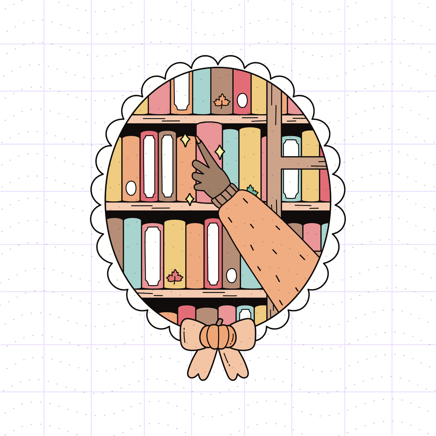 Cozy Fall Academia Bookshelf PNG Files