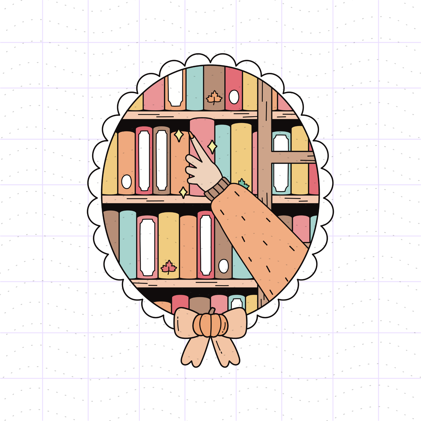Cozy Academia Girly Bookshelf PNG Bundle Files