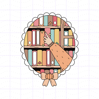 Cozy Academia Girly Bookshelf PNG Bundle Files