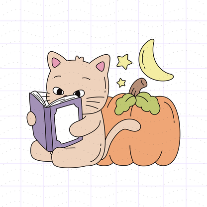 Autumn Bookish Cat Bundle PNG Files