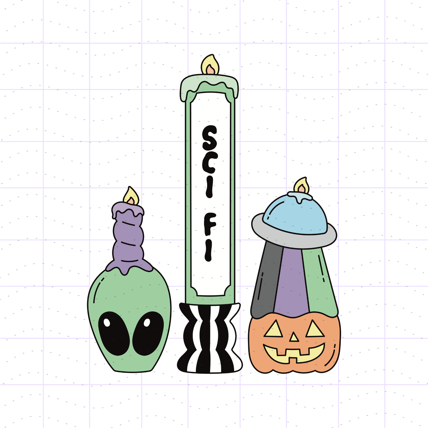 Halloween Bookish Candle Bundle PNG Files