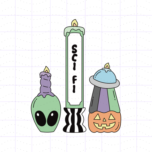 Halloween Sci Fi Reader Bookish Candles PNG File