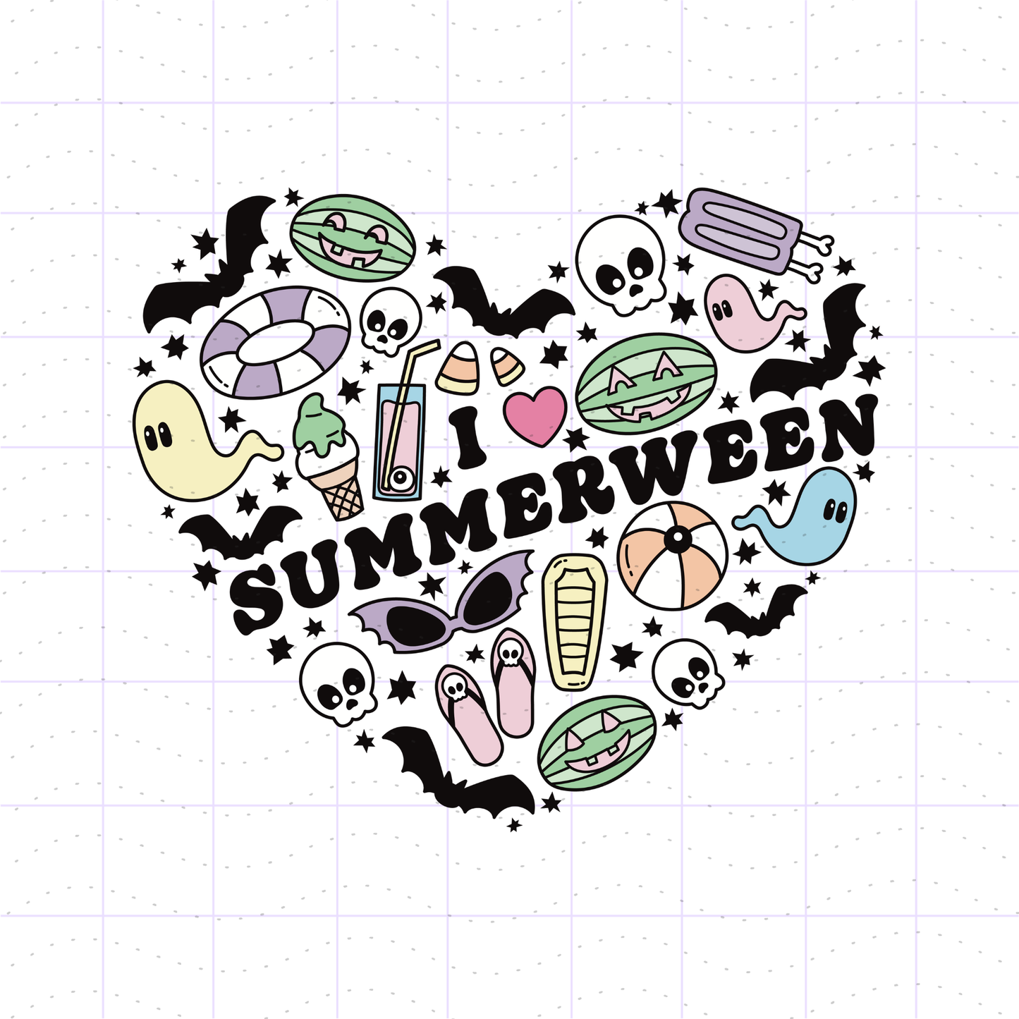 I Love Summerween Heart PNG File
