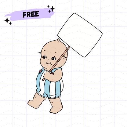 Free DIY Protesting Kewpie PNG SVG Design File
