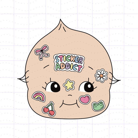 Sticker Addict Lover Kewpie Face PNG SVG File