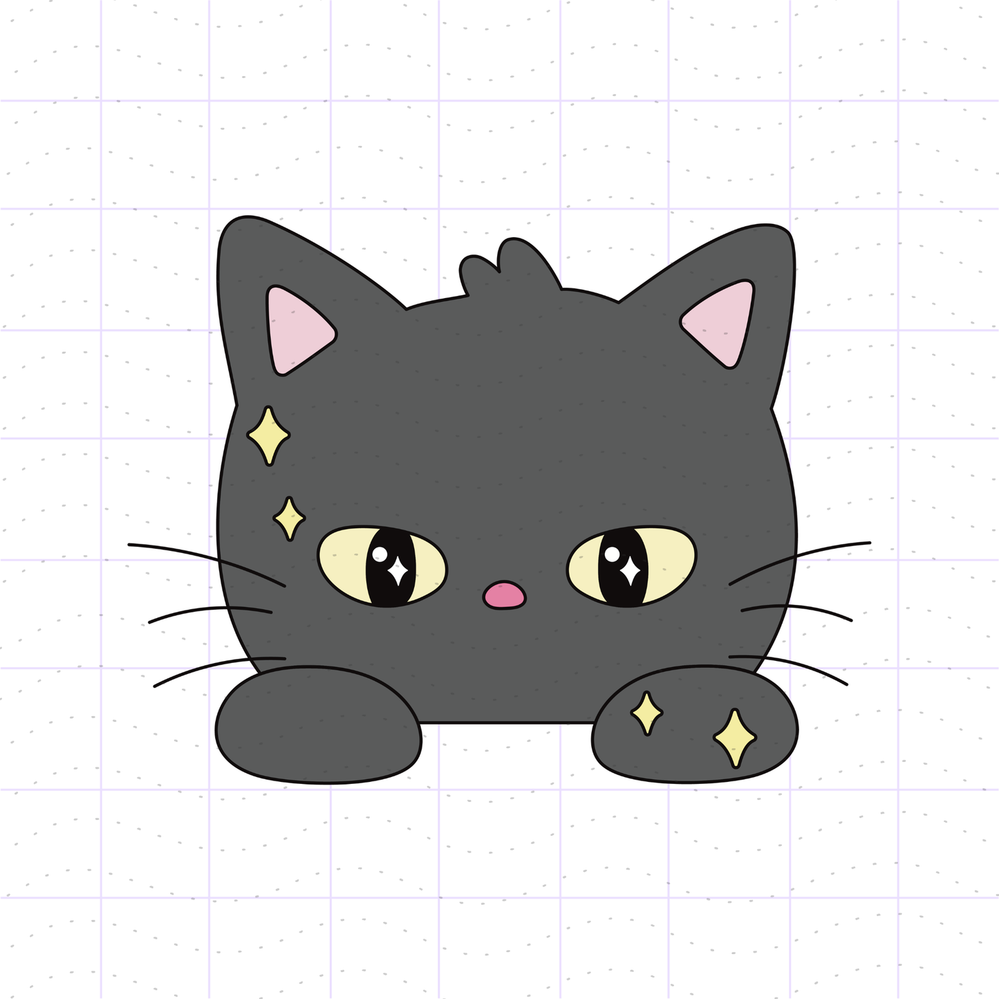 Whimsical Peeking Black Cat PNG File