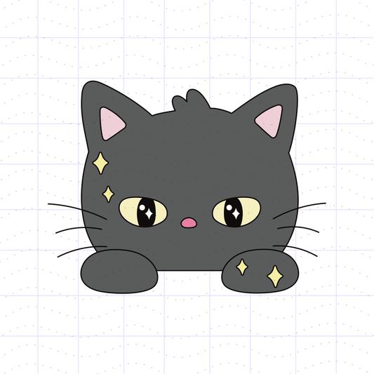 Whimsical Peeking Black Cat PNG File
