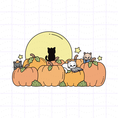 Autumn Bookish Cat Bundle PNG Files