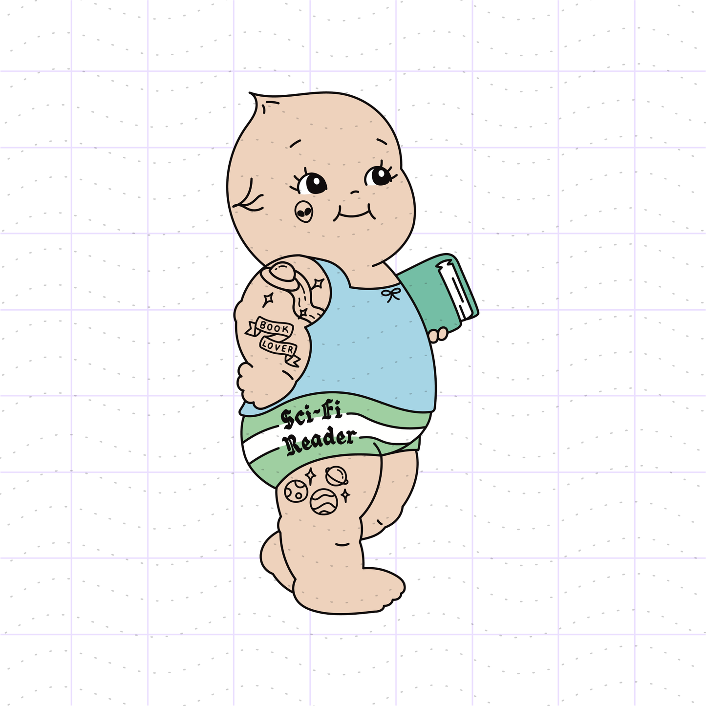 Sci-Fi Reader Tattooed Kewpie PNG File