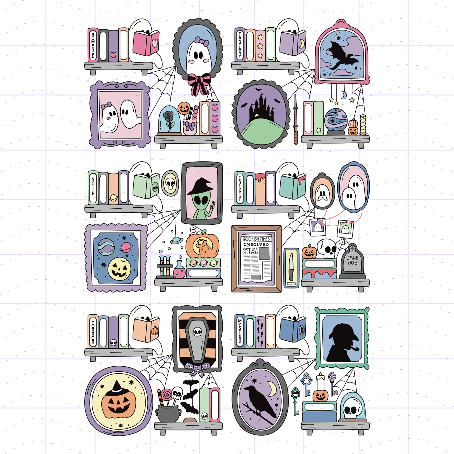 Spooky Bookish Wall Bundle PNG Files