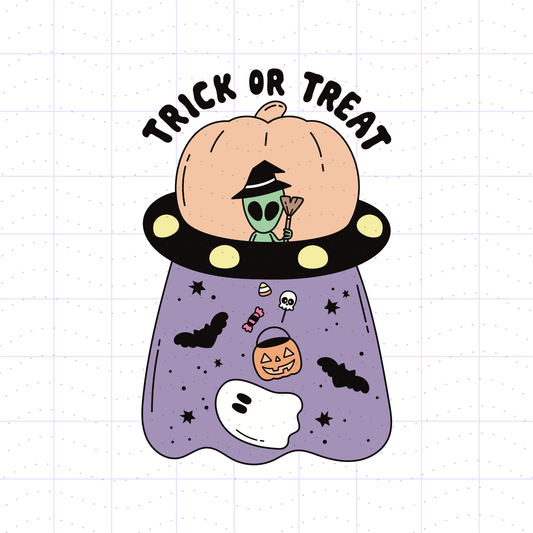 Trick or Treat Alien Abduction PNG File