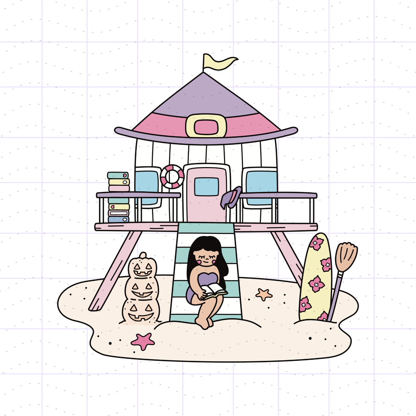 Bookish Witchy Beach House PNG File