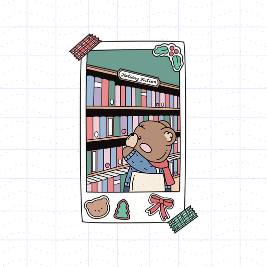 Holiday Bear at Bookstore Photo PNG Files